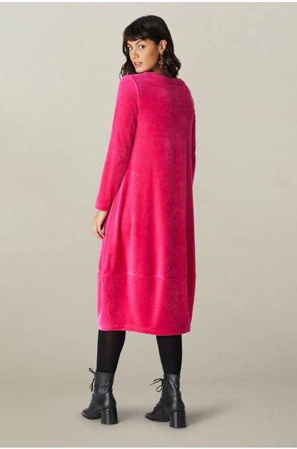 Sahara Velvet Jersey Bubble Dress Hot Pink