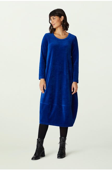 Sahara Velvet Jersey Bubble Dress Lapis