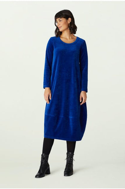 Sahara Velvet Jersey Bubble Dress Lapis