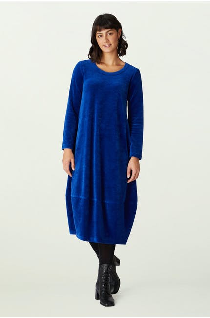 Sahara Velvet Jersey Bubble Dress Lapis
