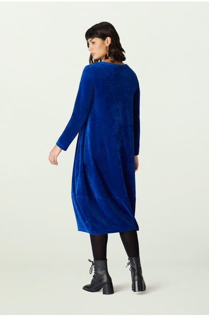 Sahara Velvet Jersey Bubble Dress Lapis