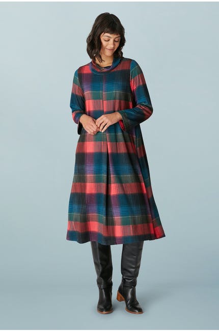 Sahara Colourful Plaid Jersey Dress Green