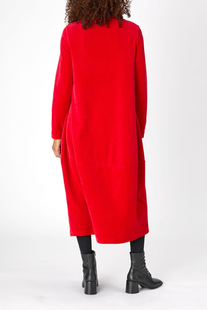 Sahara Velvet Jersey Bubble Dress Scarlet Red