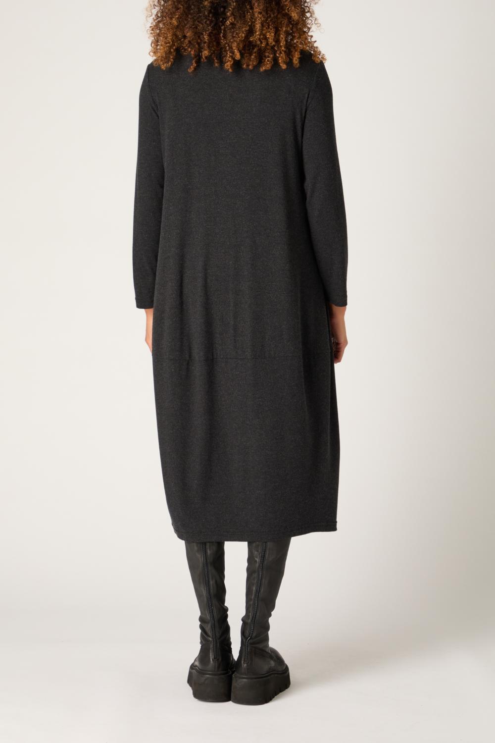 Fluid Crepe V Neck Bubble Dress