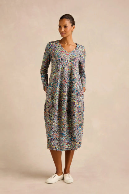 Patchwork Fields Jersey Bubble Dress