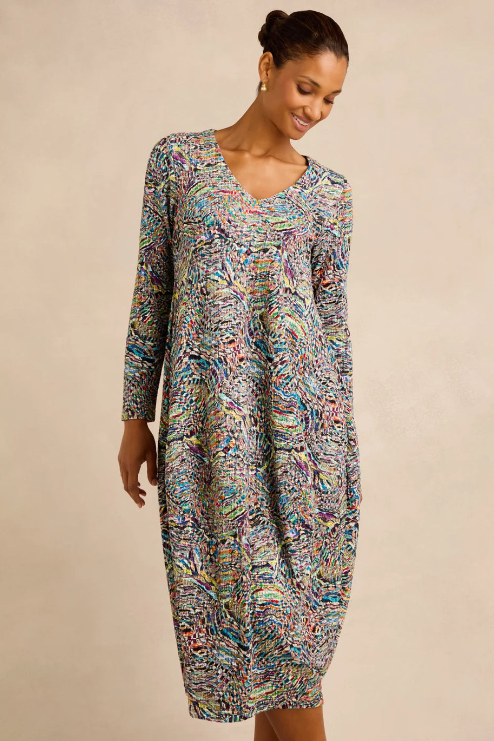 Patchwork Fields Jersey Bubble Dress