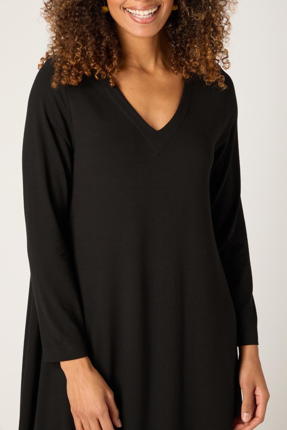 Fluid Crepe V Neck Bubble Dress