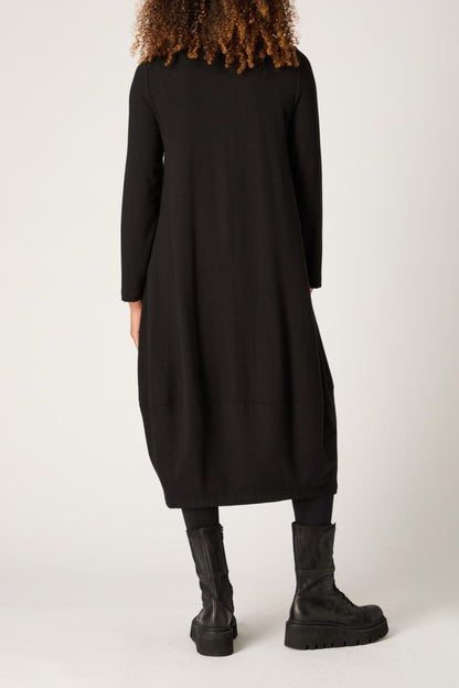 Fluid Crepe V Neck Bubble Dress