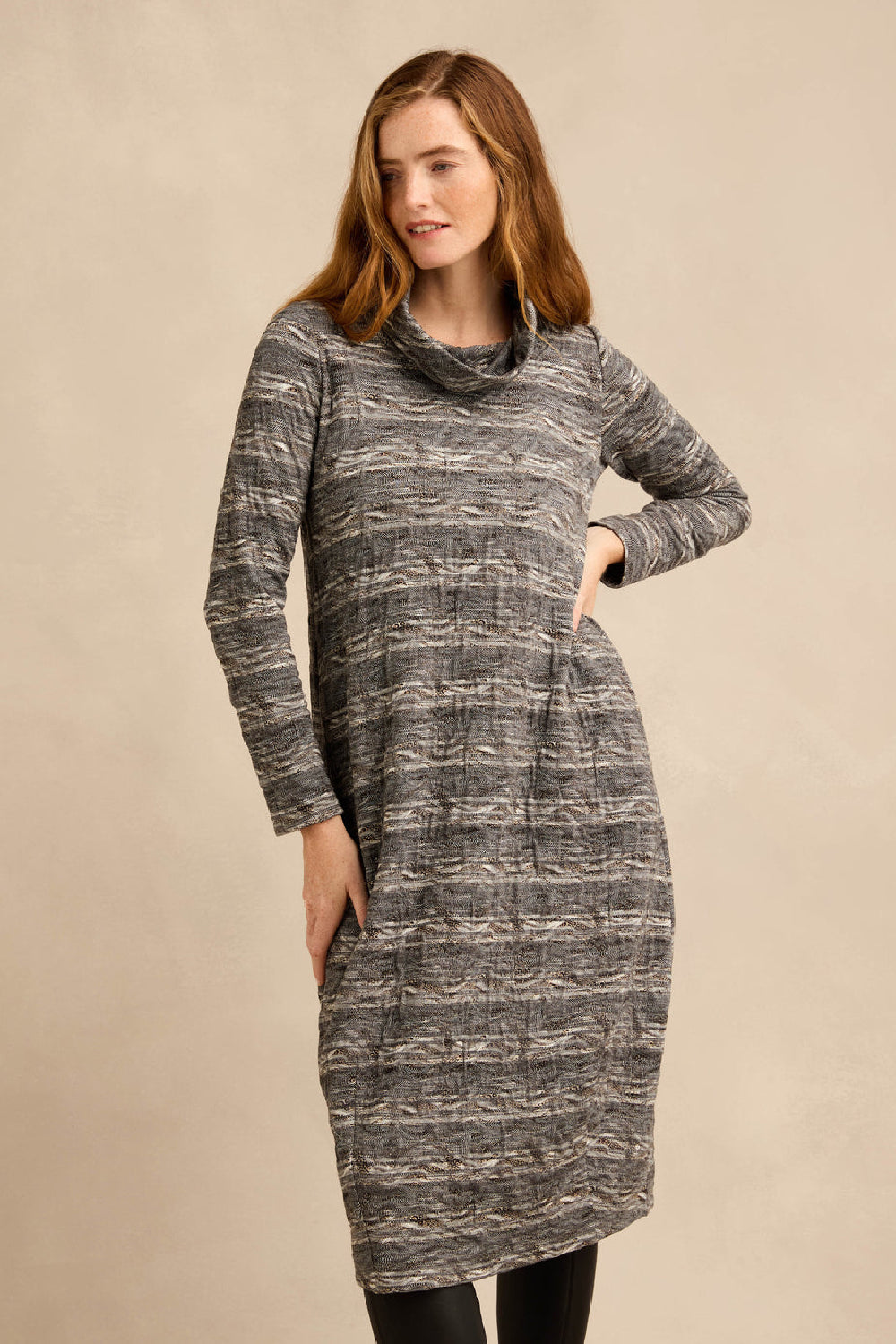 Abstract Ripple Jersey Bubble Dress