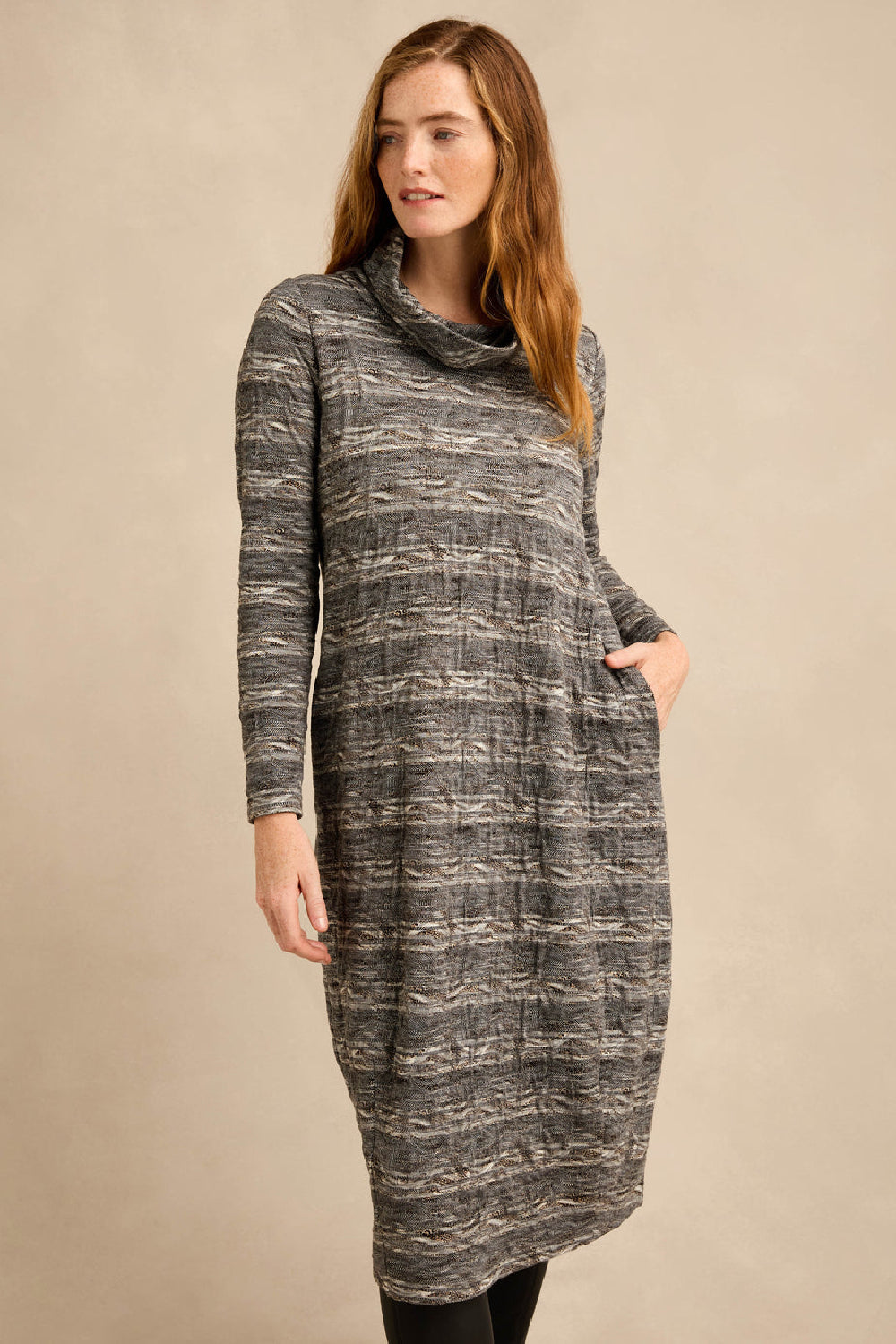 Abstract Ripple Jersey Bubble Dress