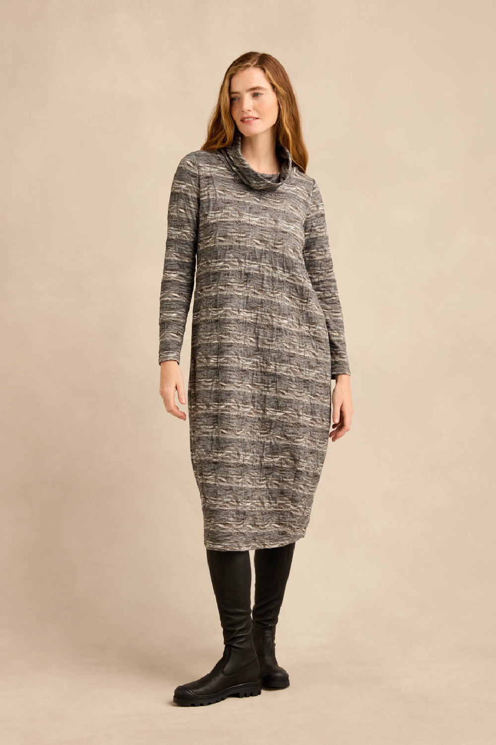 Abstract Ripple Jersey Bubble Dress