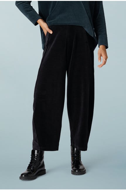 Sahara Velvet Ribbed Bubble Trouser Black