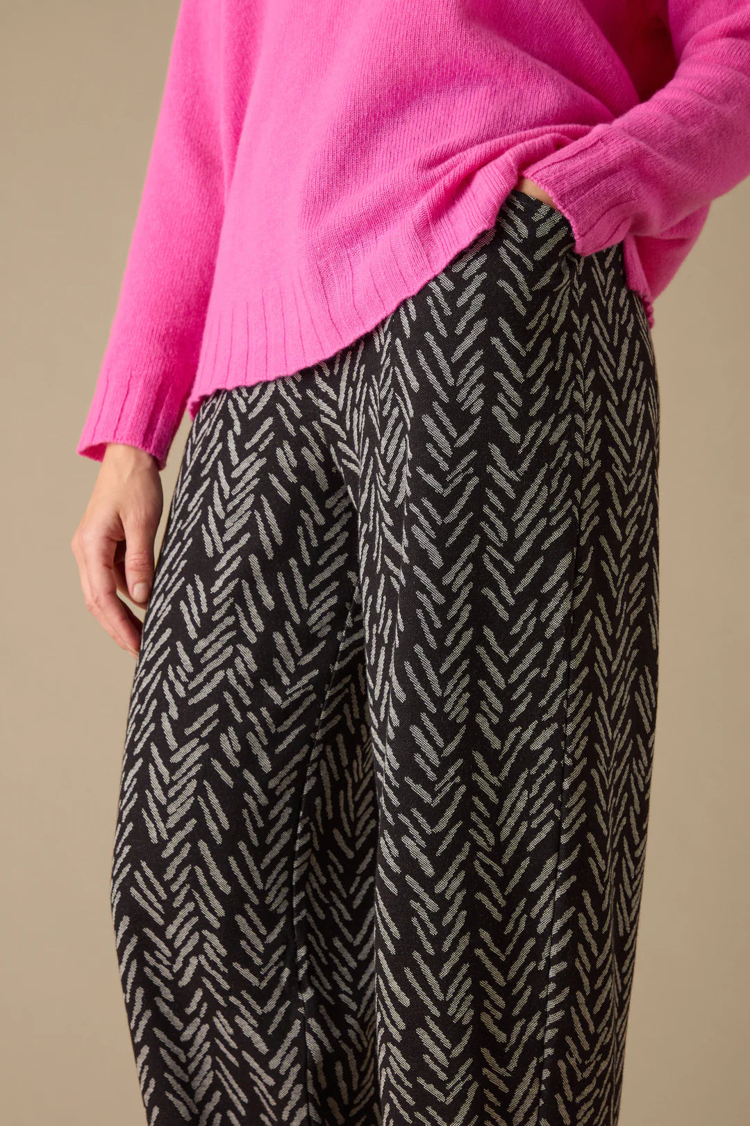 Herringbone Jersey Jacquard Trousers