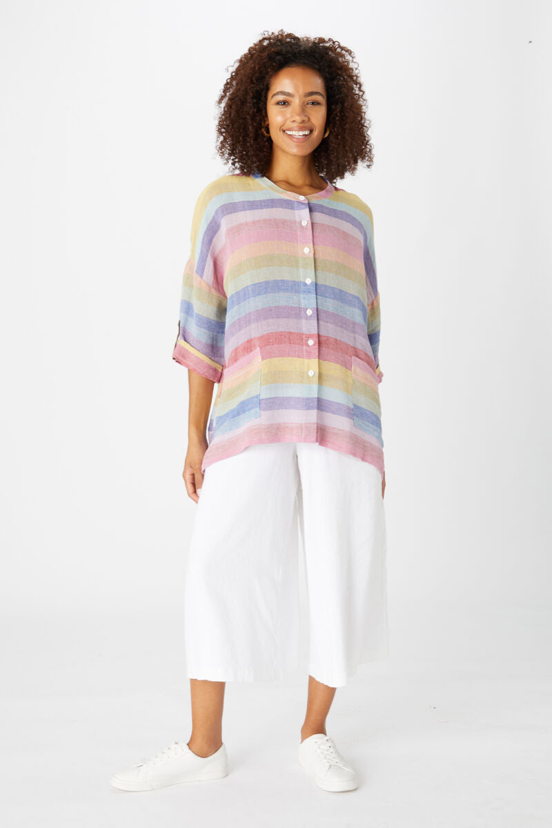 Sahara Rainbow Stripe Weave Shirt Multi