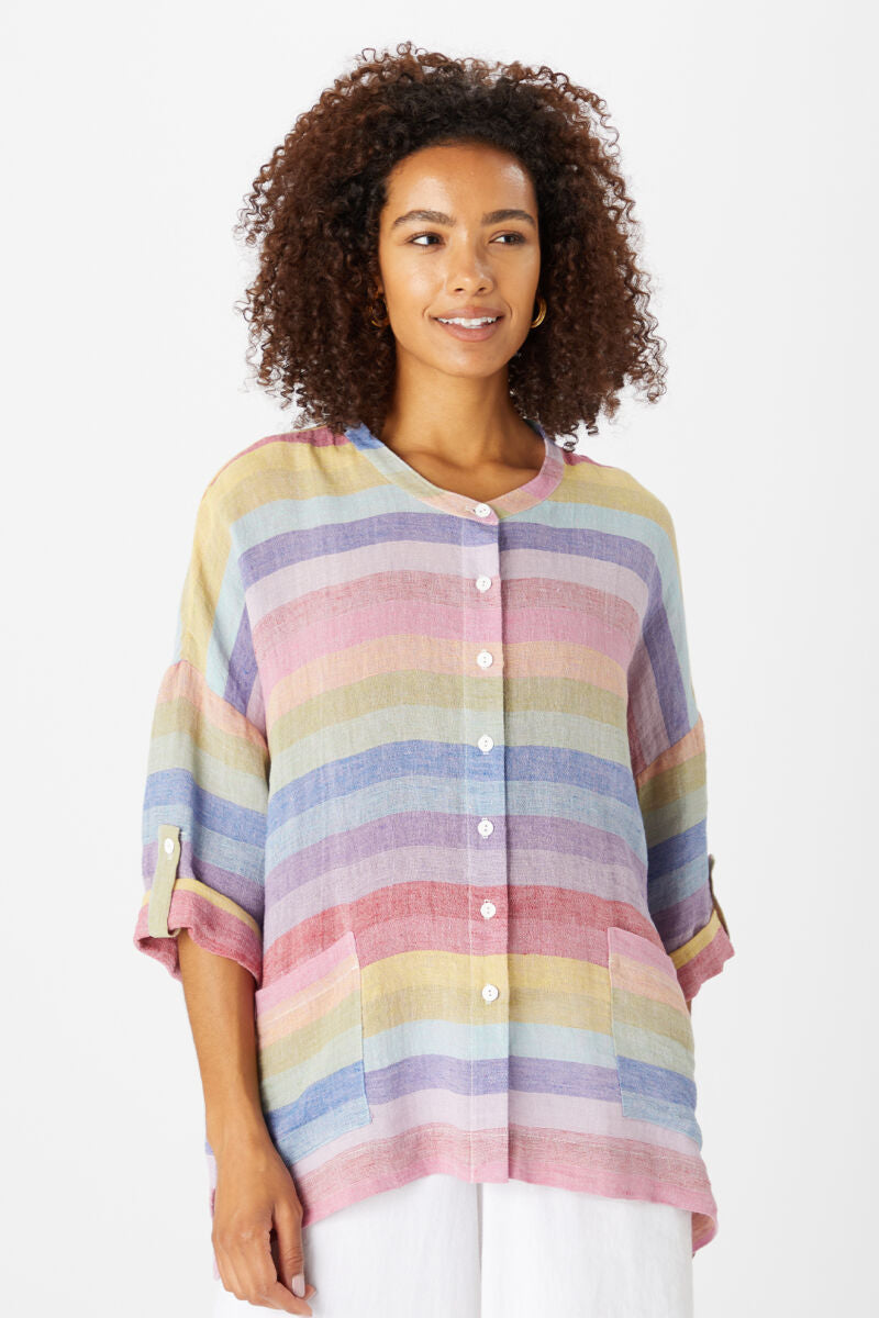 Sahara Rainbow Stripe Weave Shirt Multi