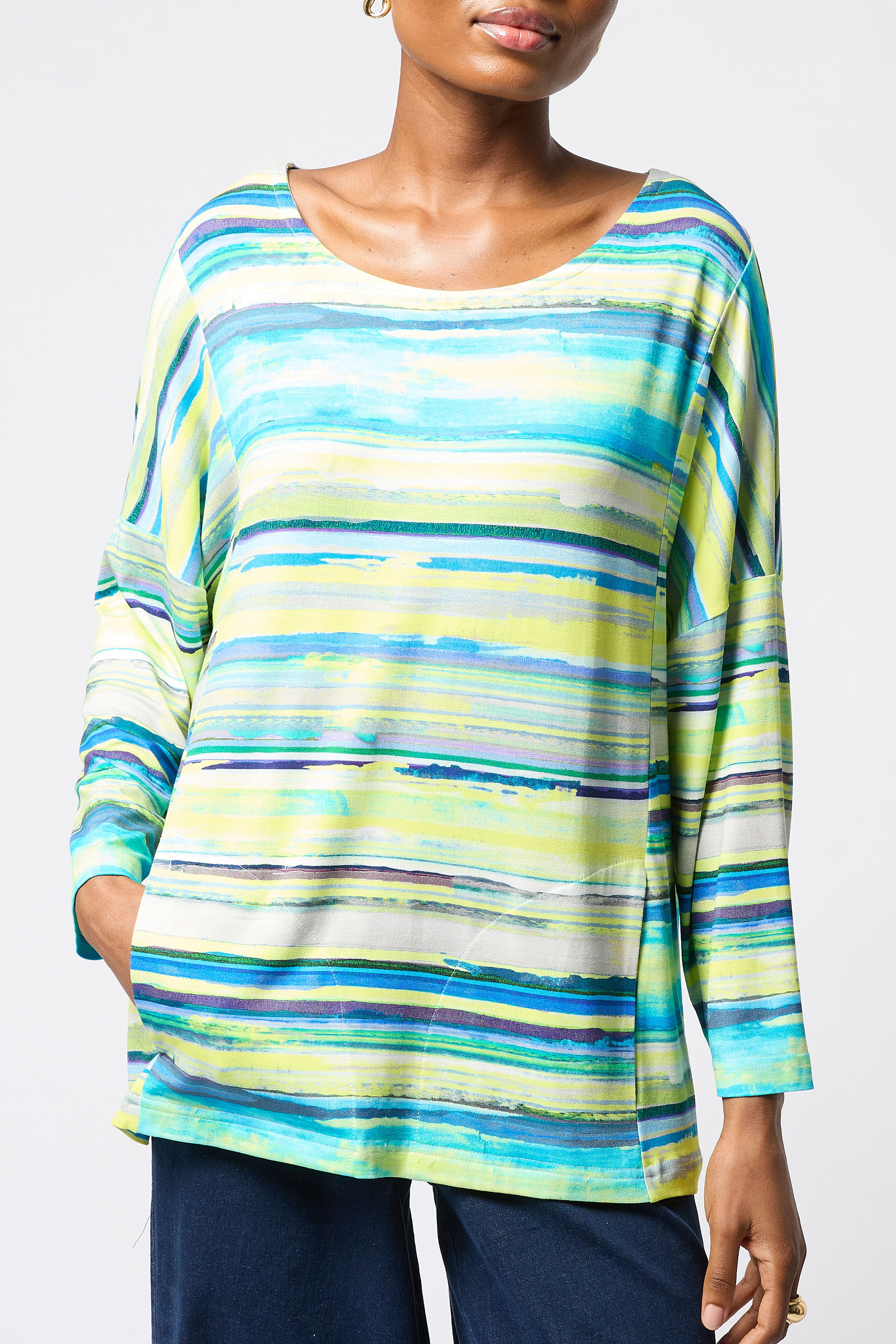 Jys Topper Cyan Stripe Jersey Top – Jessie Juniper