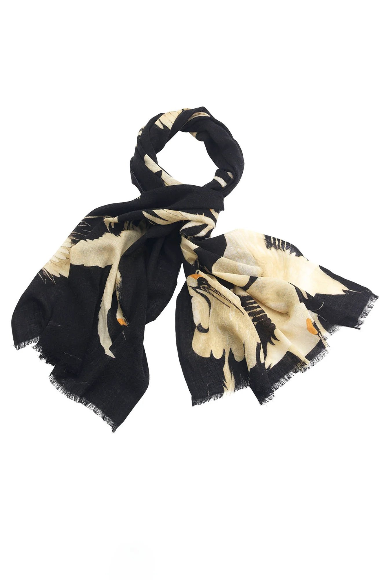 One Hundred Stars Wool Scarf Stork Black 
