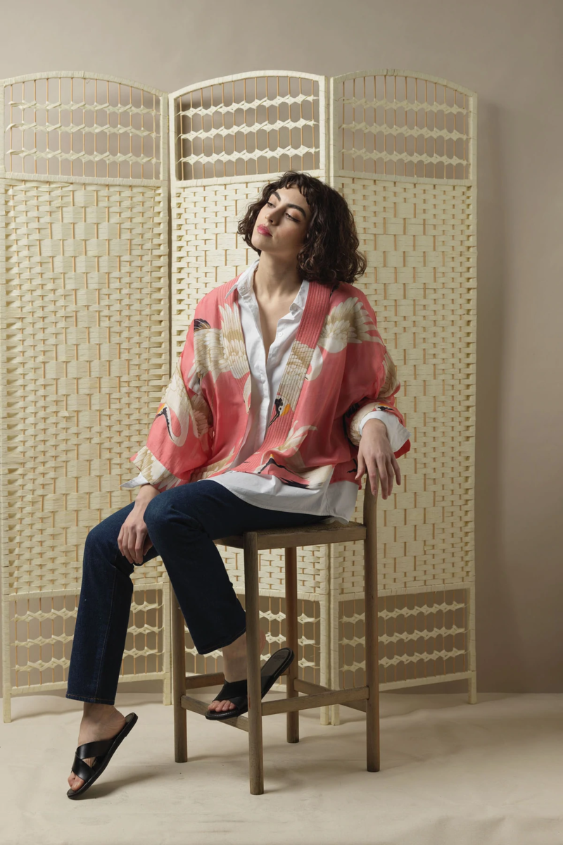 One Hundred Stars Stork Kimono Lipstick Pink