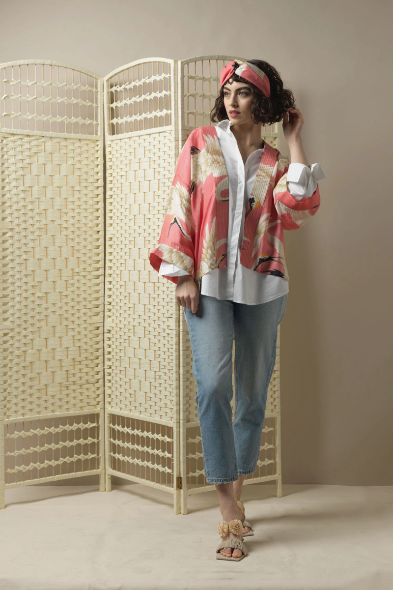 One Hundred Stars Stork Kimono Lipstick Pink
