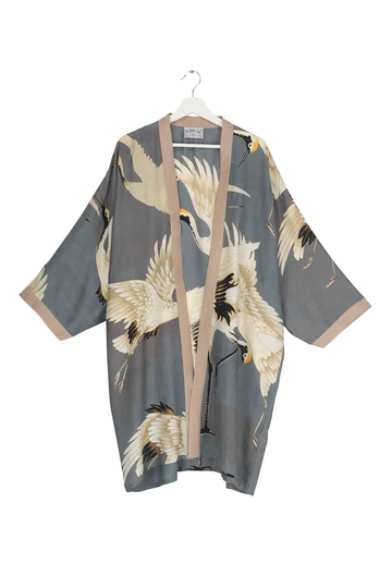 One Hundred Stars Stork Collar Kimono Slate