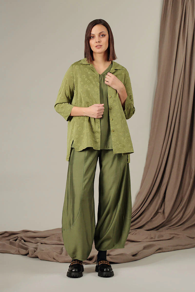 Grizas Taper Silk Bamboo 3780 Trousers Green