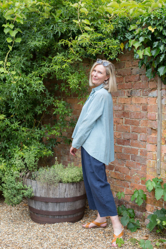 Thing Clothing Indigo Linen 6521 Trousers Blue