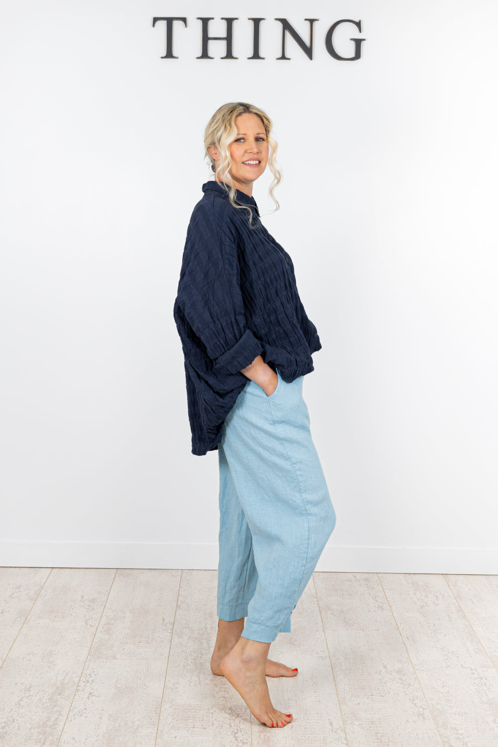 Crinkled Stripe Oversized Shirt