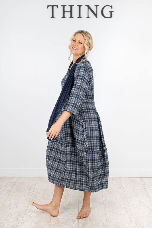 Structured Check Linen Dress