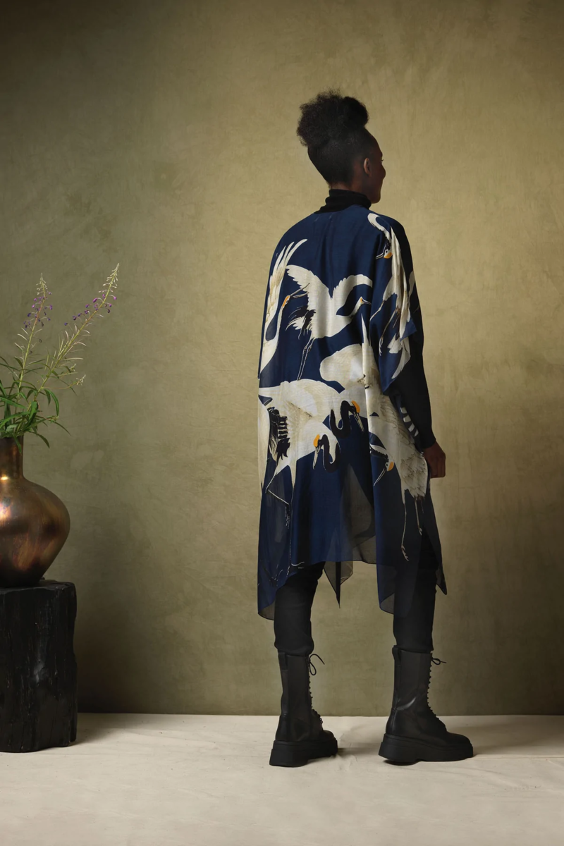 One Hundred Stars Stork Throwover Navy