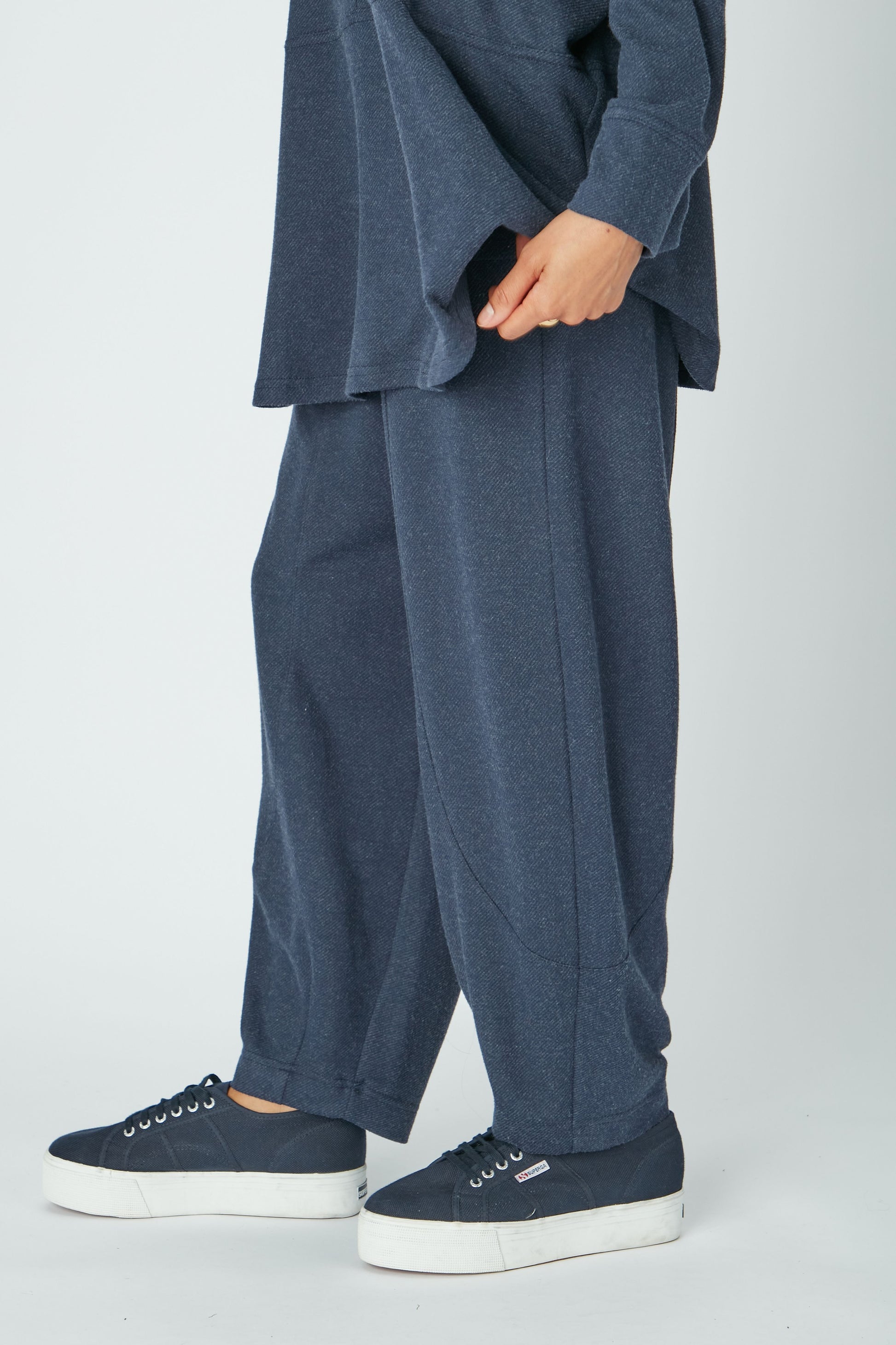 Sahara Marl Jersey Bubble Trousers Midnight Blue