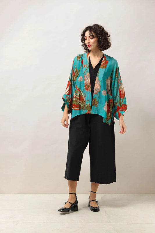 One Hundred Stars Tulip Kimono Blue