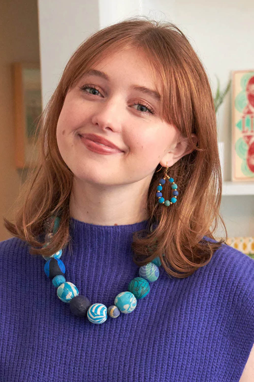 Kantha Beaded Teardrop Earrings