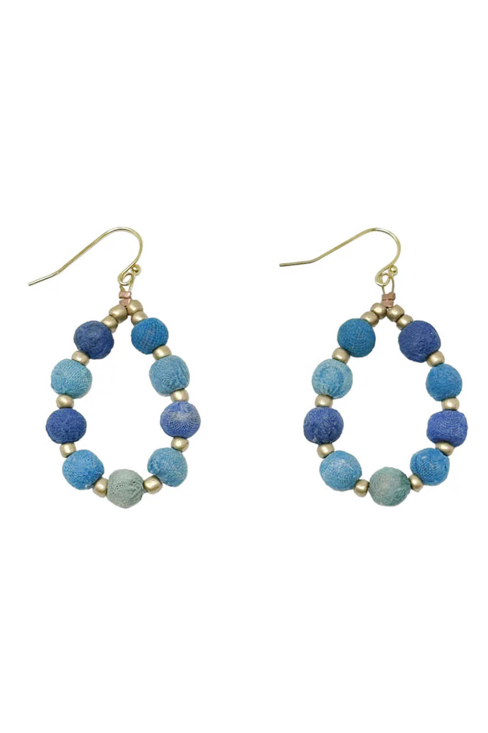 Kantha Beaded Teardrop Earrings