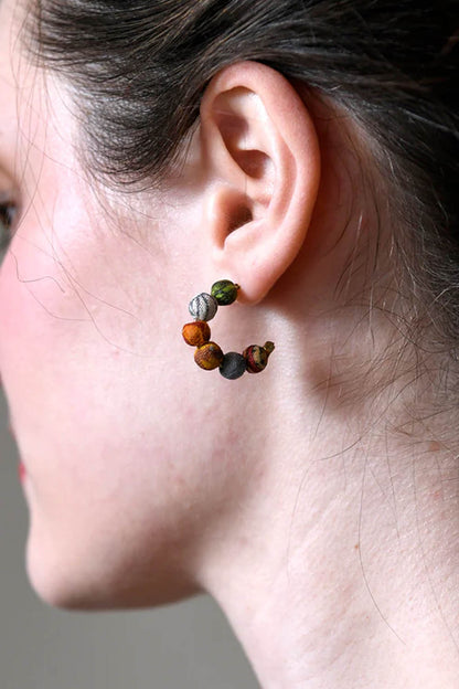 Kantha Tiny Hoop Earrings