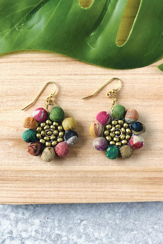 Kantha Sunflower Earrings