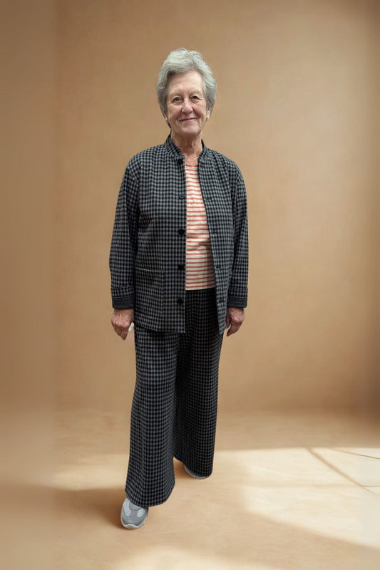 Wide Brushed Vichy Trousers