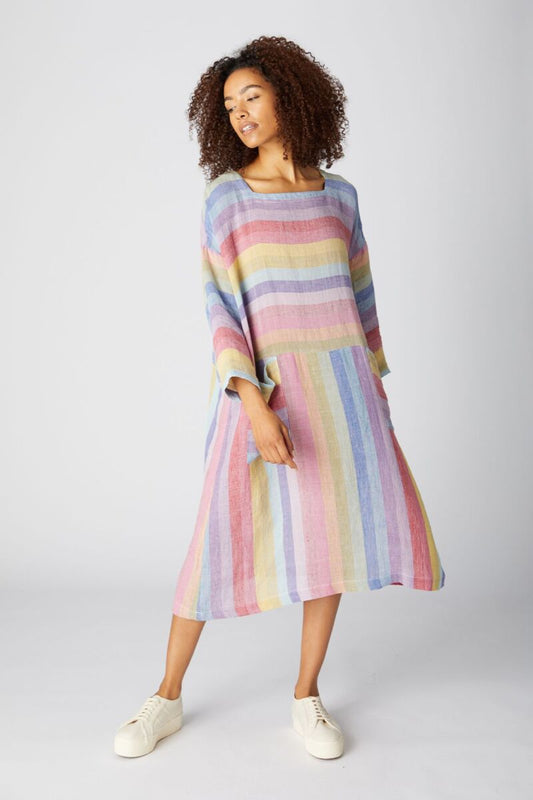 Sahara Rainbow Stripe Weave Dress Multi