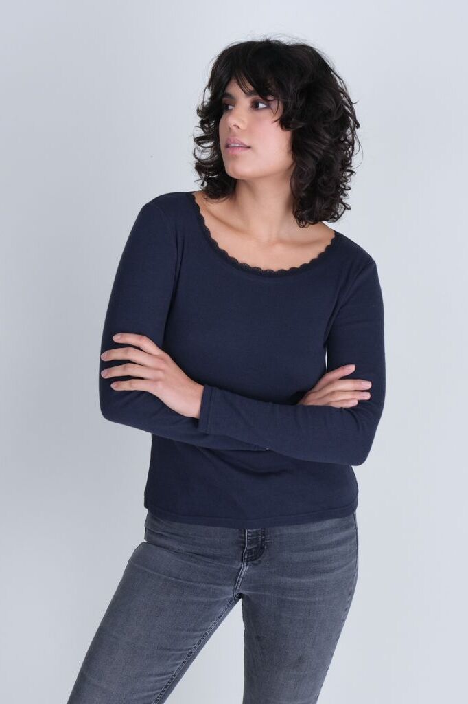 Bibico Cali Pointelle Top Navy Blue