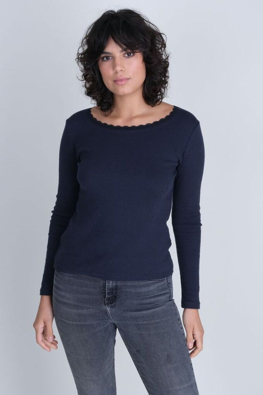 Bibico Cali Pointelle Top Navy Blue