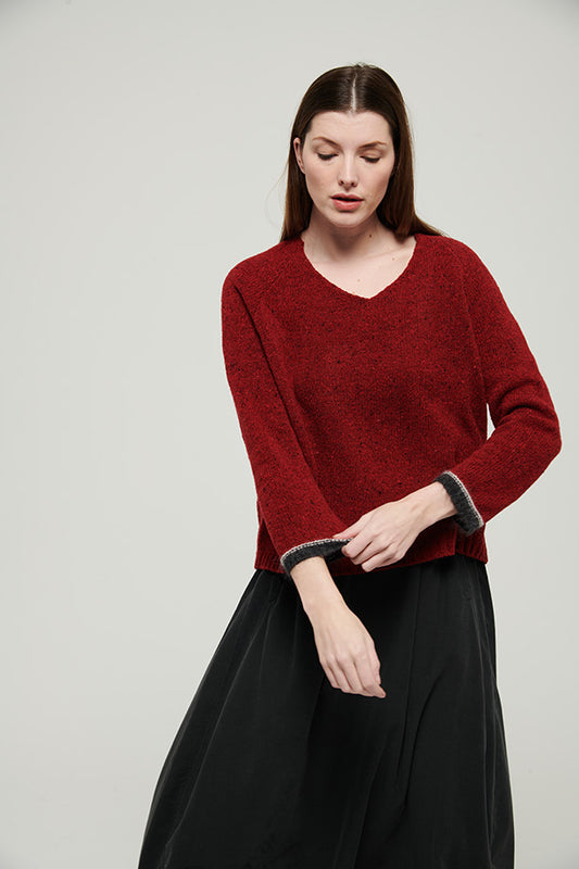 Mes Soeurs et Moi Saiga V-Neck Jumper Rubicond