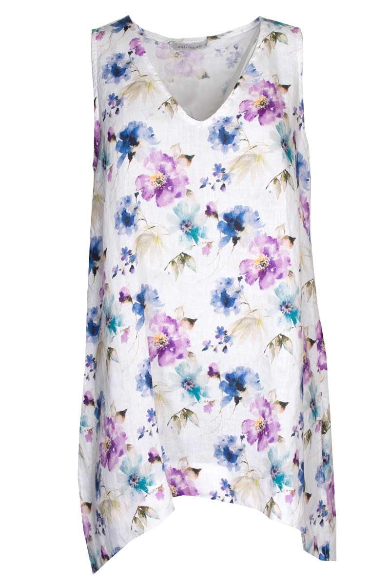 Cut Loose Flowy Tank Laundered Summer Breeze