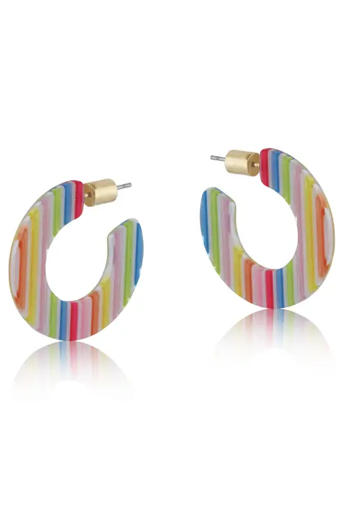 Big Metal Jewellery Sofia Tiny Resin Hoop Earrings Multi