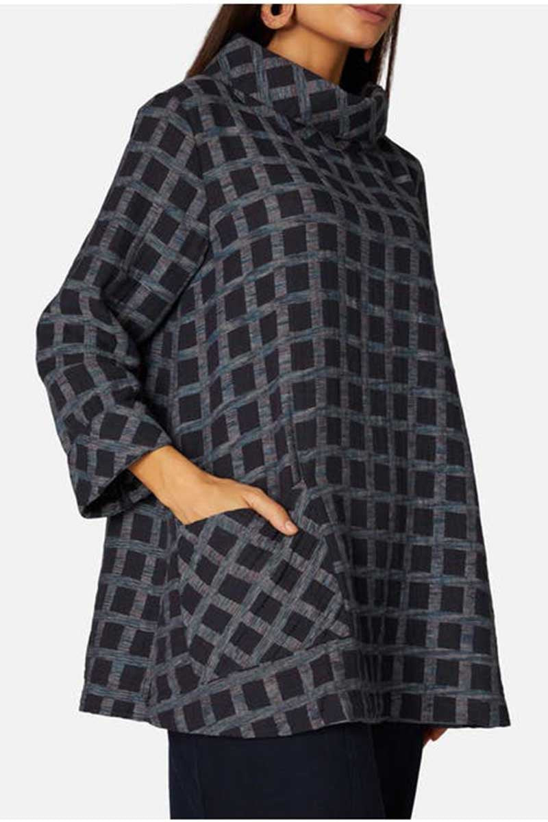 Sahara Cotton Ikat Check Tunic Navy