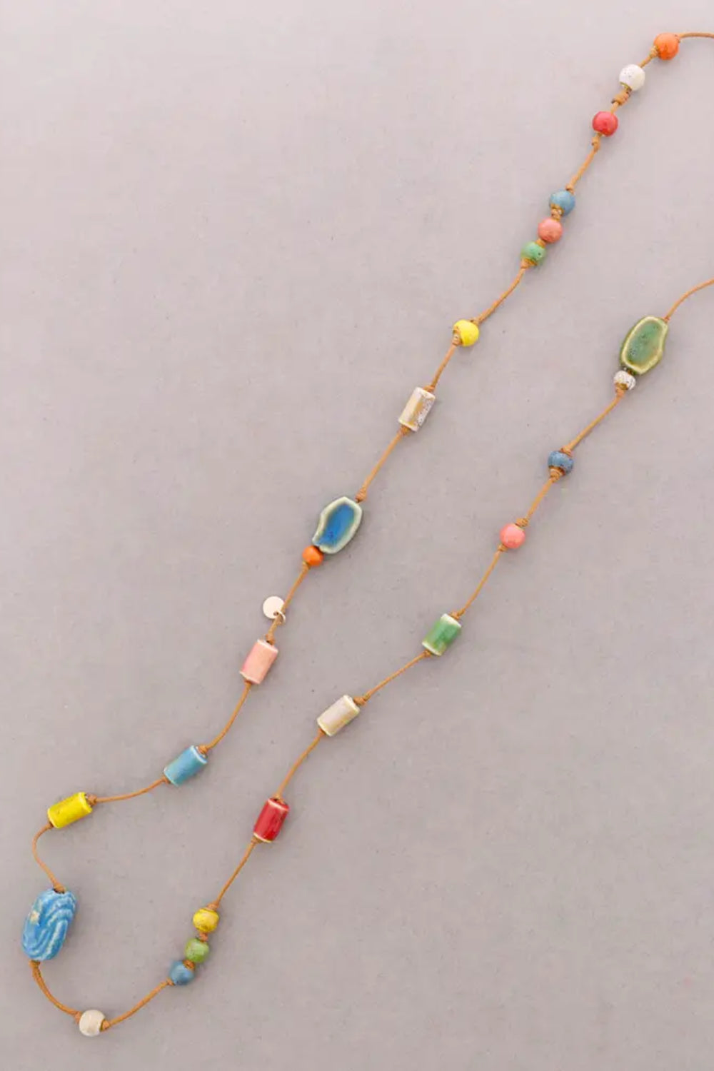 Oblong Ceramic Long Necklace