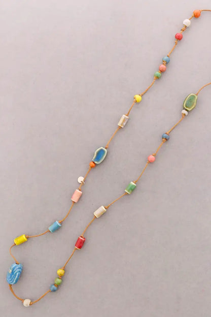 Oblong Ceramic Long Necklace
