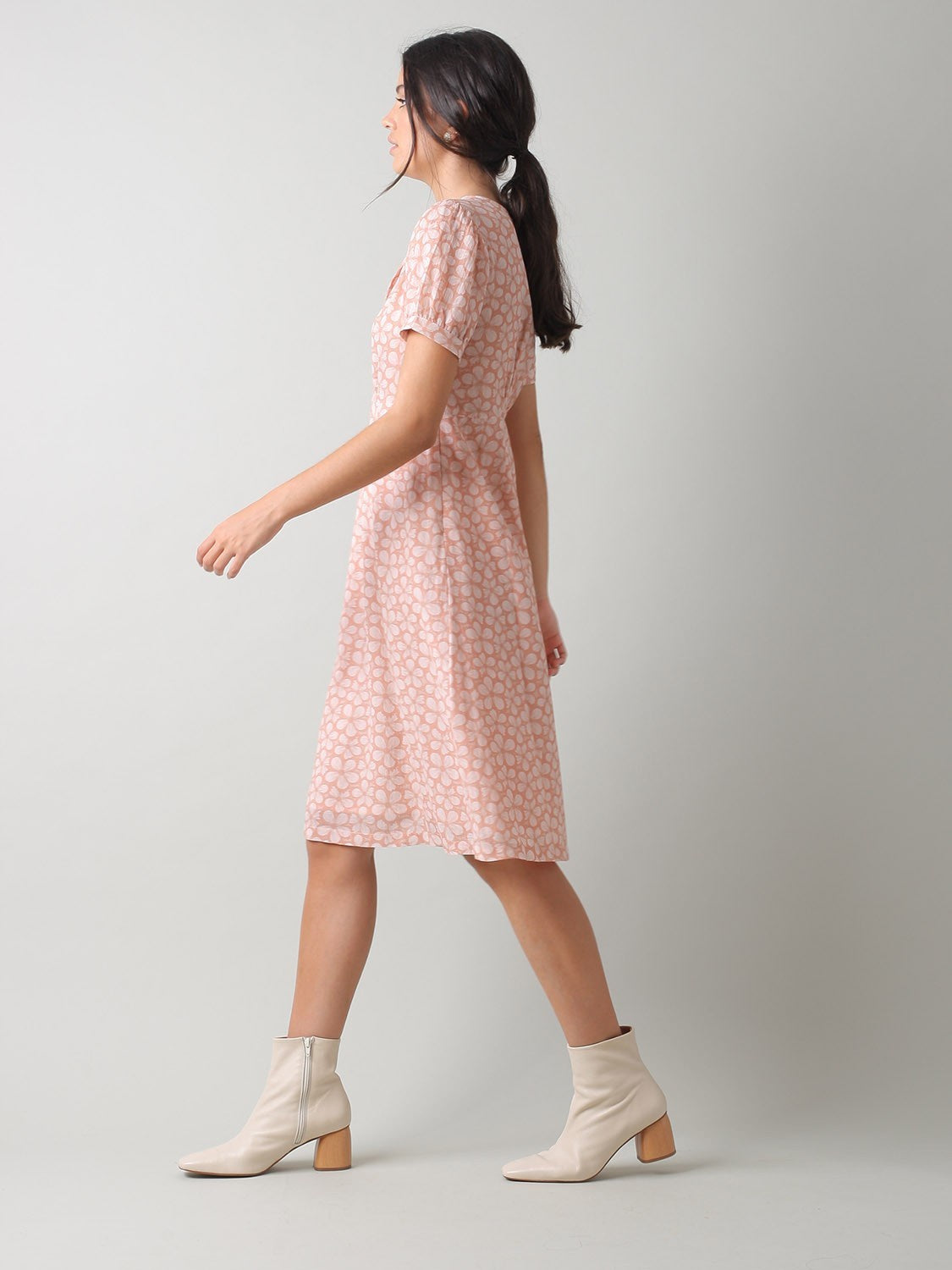 Indi & Cold Floral Print Midi Dress terracotta