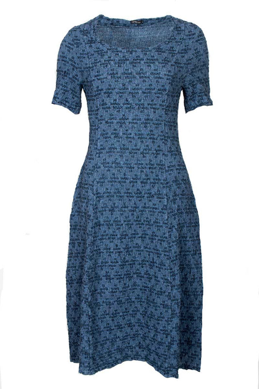 Grizas Blue Textured Linen 91505 Dress