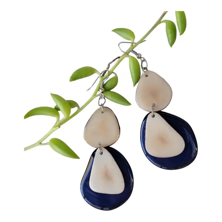 Jewellery By Allie Tagua Slice Dangle Earrings Blue
