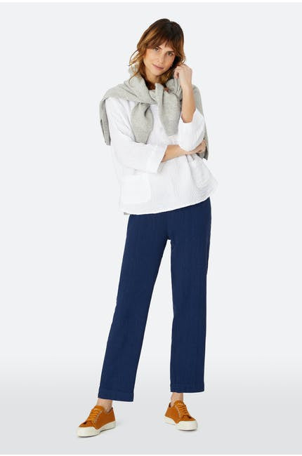 Sahara Textured Linen Slim Trouser Midnight