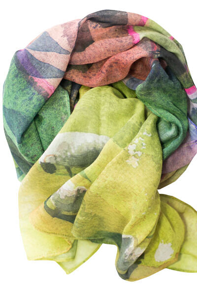 Mary Ann Rogers Hills and Trees Scarf Green